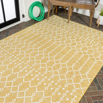 Ourika Moroccan Geometric Textured Weave Indoor/outdoor Area Rug